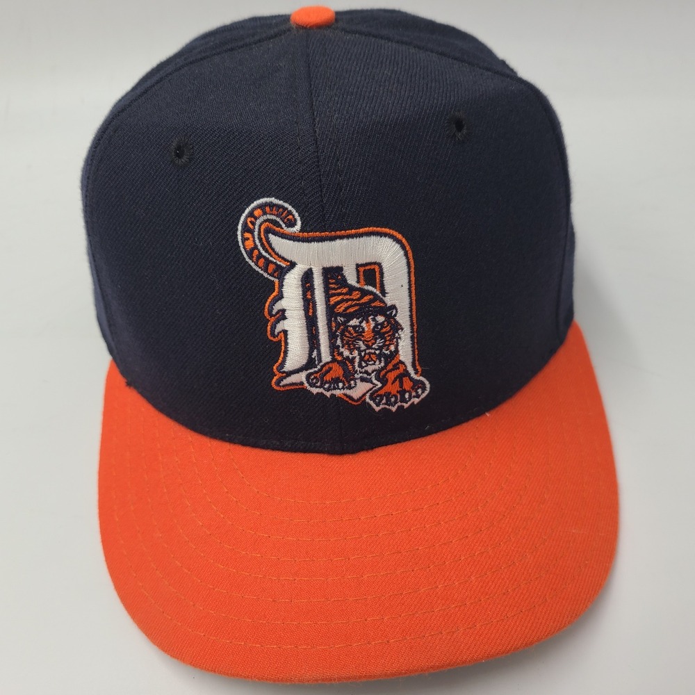 Vintage Detroit Tigers Hat Fitted 7 5/8 New Era 59Fifty Pro Model‎ Blue Orange